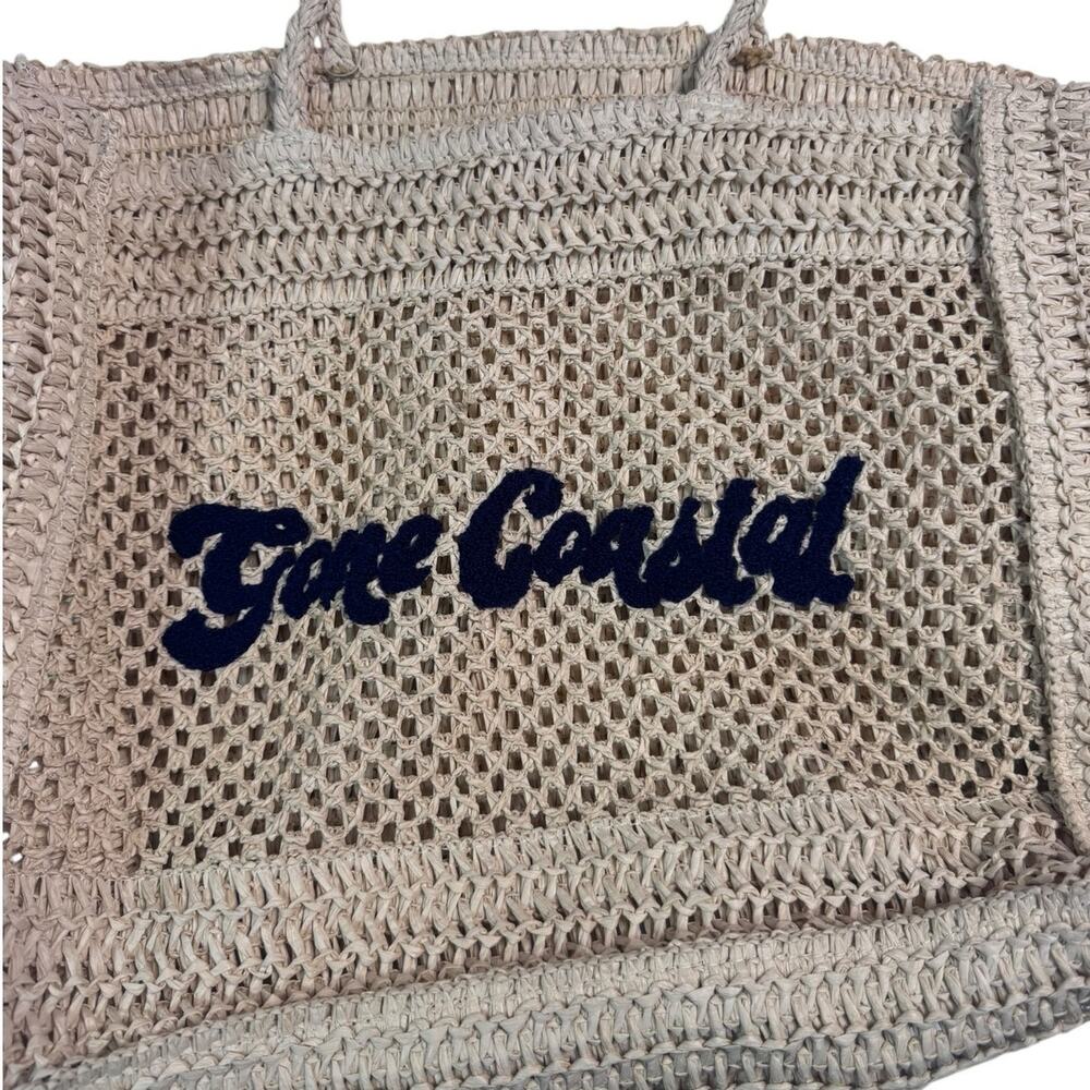 Gone Coastal Raffia Beach Tote Bag Nautical A New Day - Picture 3 of 6